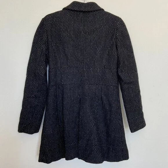 Anthropologie| Idra Black Dot Wool Blend Coat | Sz 8 Ruffle - Picture 6 of 10